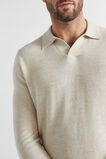 Merino Wool Polo Knit  Stone  hi-res