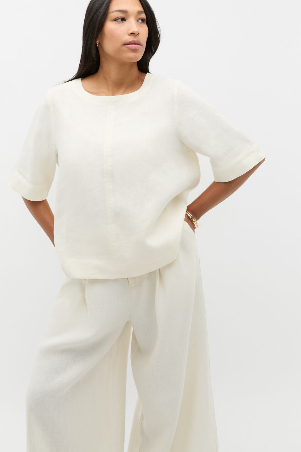 Core Linen Tee  Buttercream