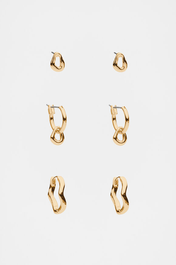 Organic Studs Ear Pack  Gold  hi-res