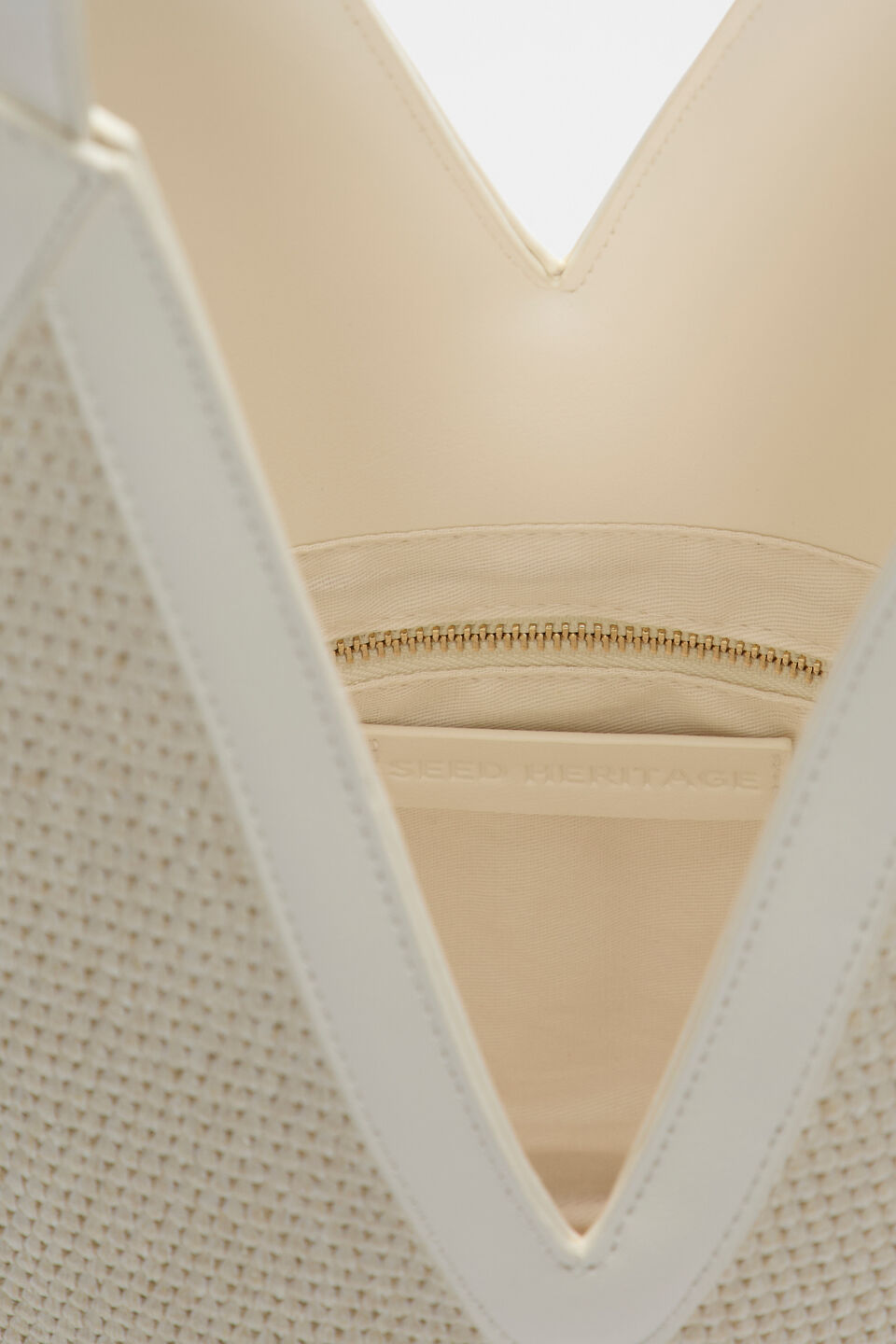 Angular Woven Tote  Cream