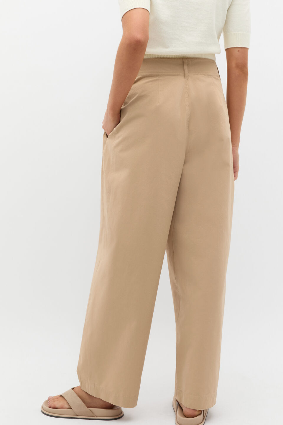 Double Waist Cotton Pant  Iced Latte