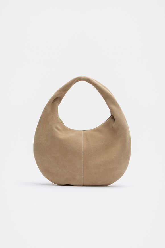 Leather Hobo Shoulder Bag  Iced Latte  hi-res