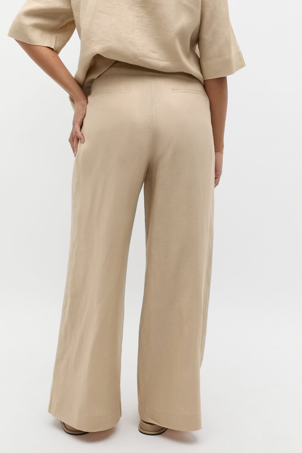 Core Linen Waisted Pant  Iced Latte