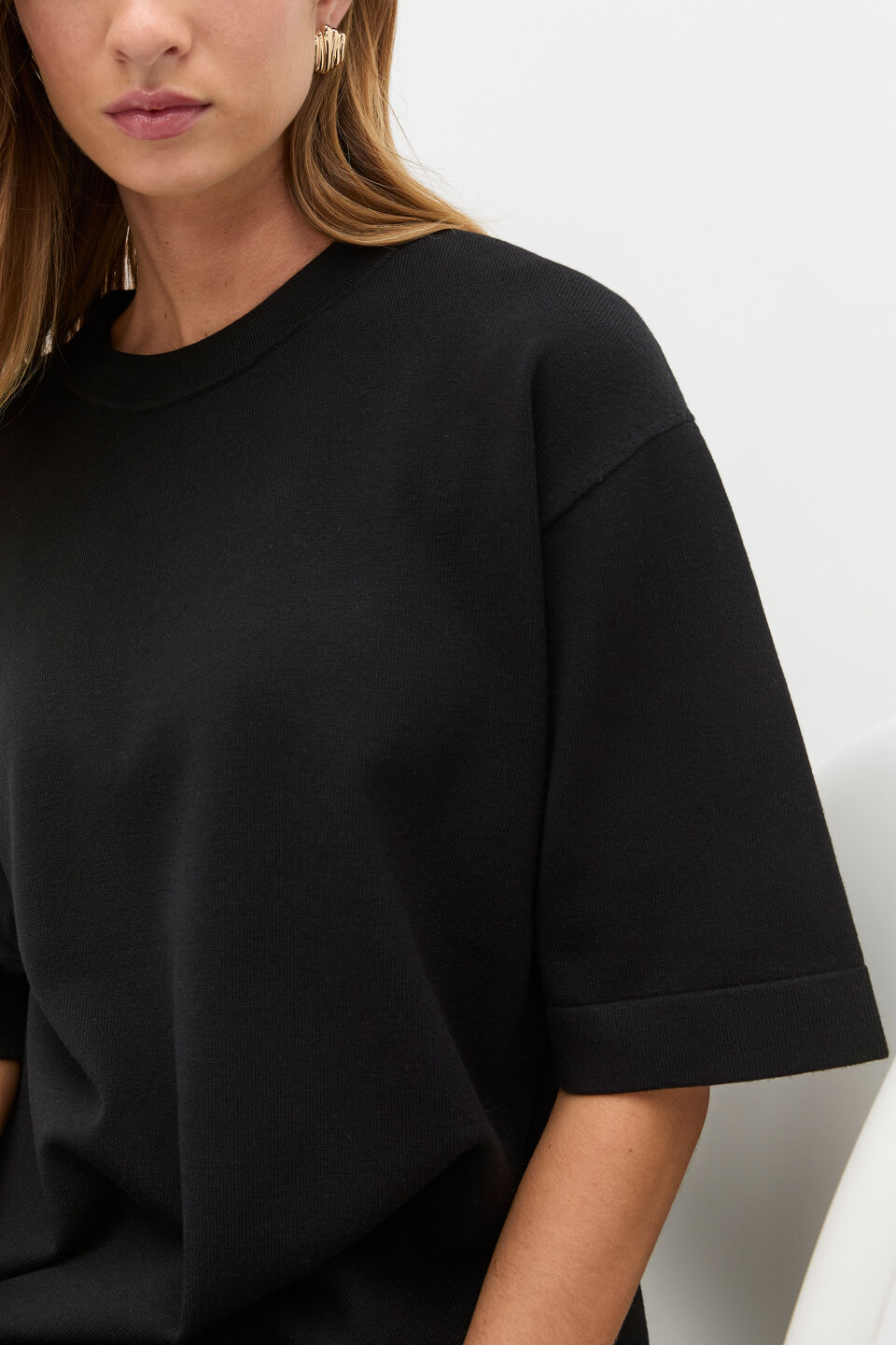 Oversized Side Split Knit  Black