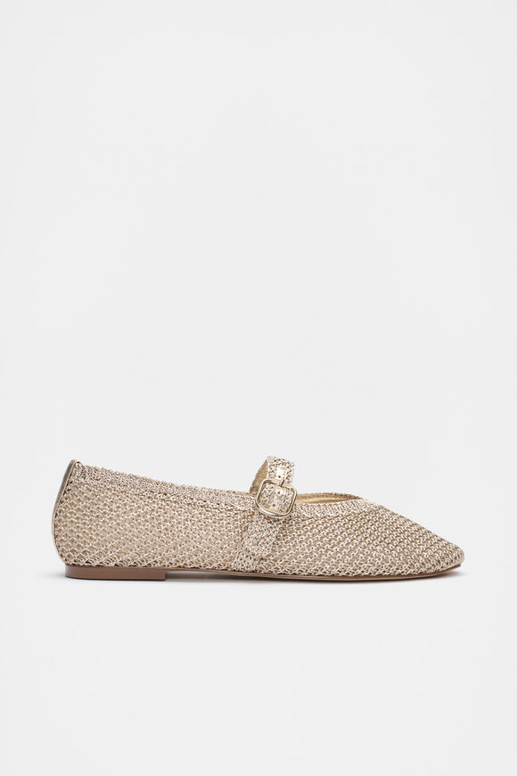 Mara Crochet Ballet Flat  Pale Gold  hi-res