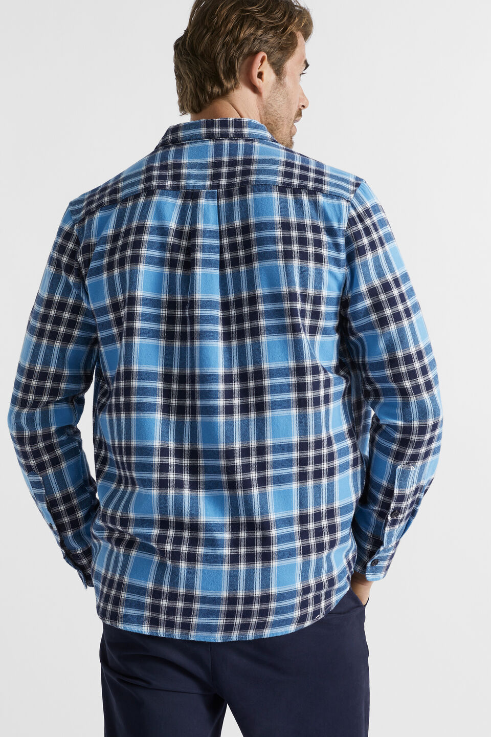 Brushed Check Flannel Shirt  Deep Chambray Multi