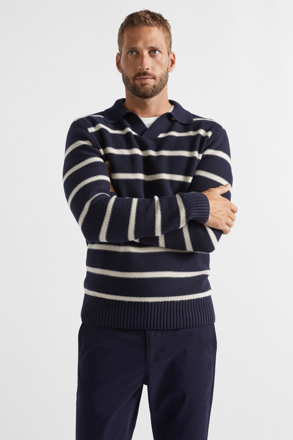 Rugby Knit  Midnight Stripe