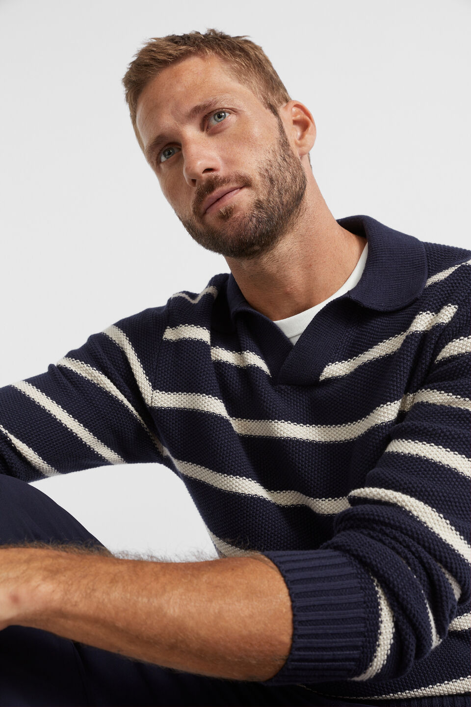 Rugby Knit  Midnight Stripe