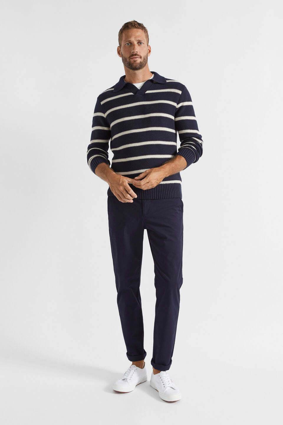 Rugby Knit  Midnight Stripe