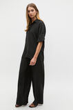 Crinkled Satin Collared Popover  Black  hi-res