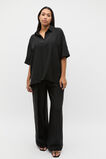 Crinkled Satin Collared Popover  Black  hi-res