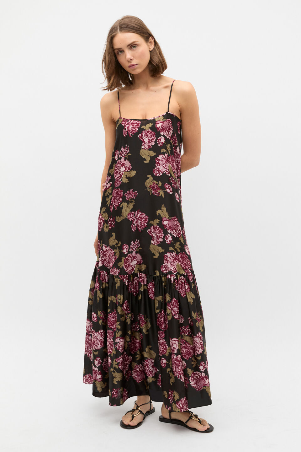 Silk Floral Midi Dress  Floral Multi