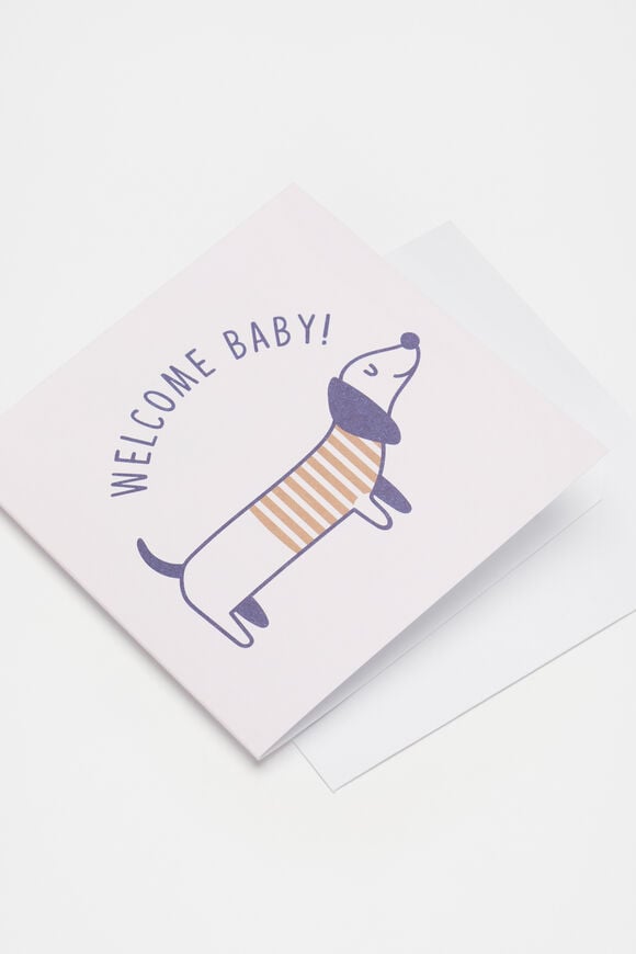 Welcome Baby Sausage Dog Card  Multi  hi-res