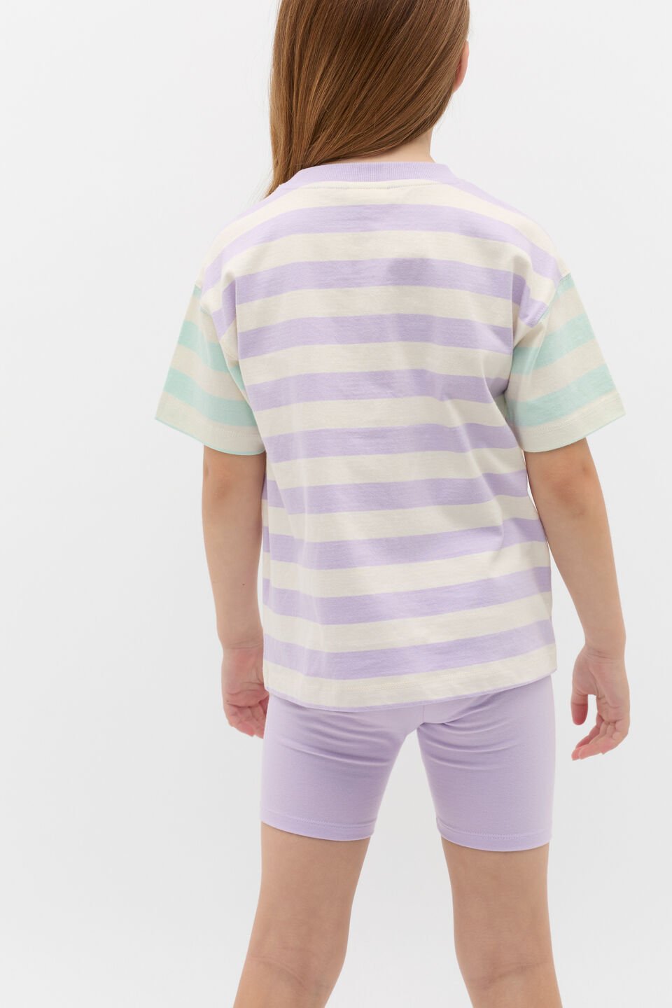 Stripe Colourblock Logo Tee  Lavender Stripe