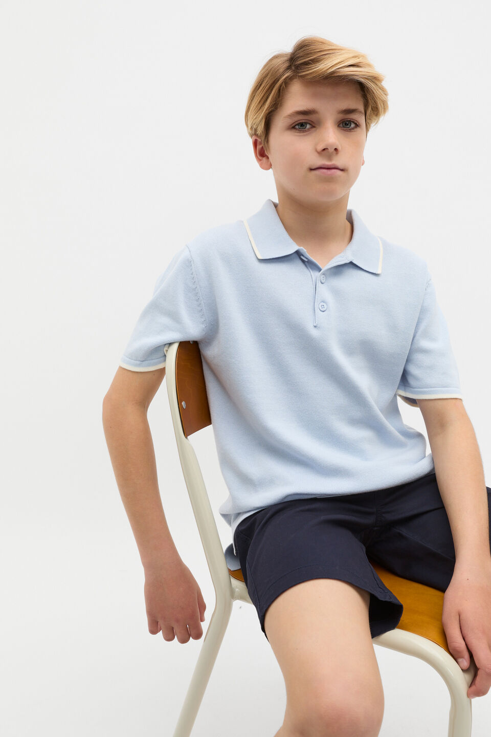 Knit Polo  Sky