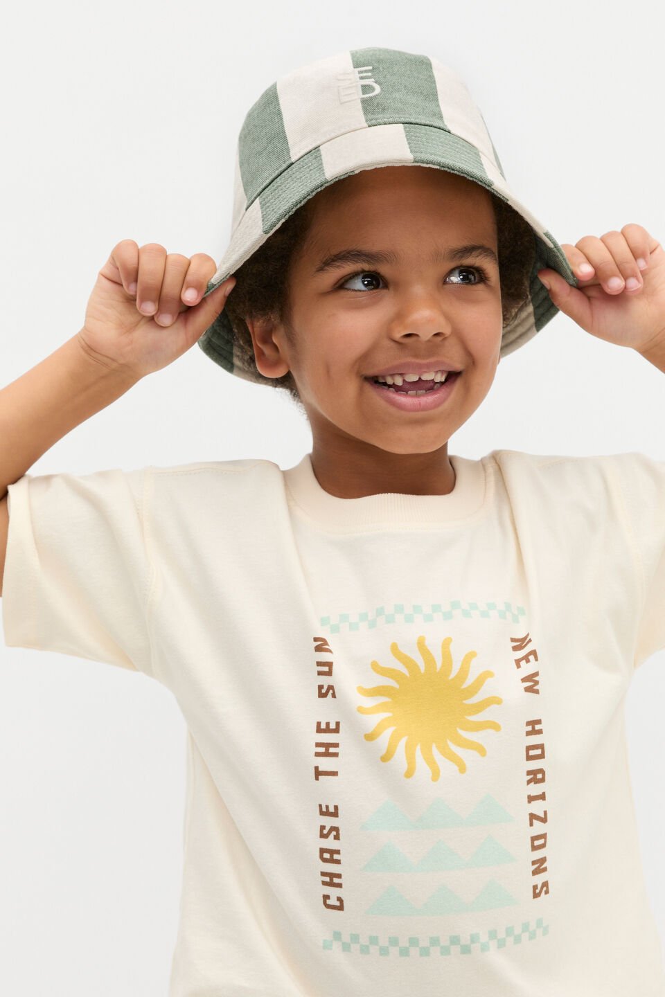 Wide Stripe Bucket Hat  Cactus