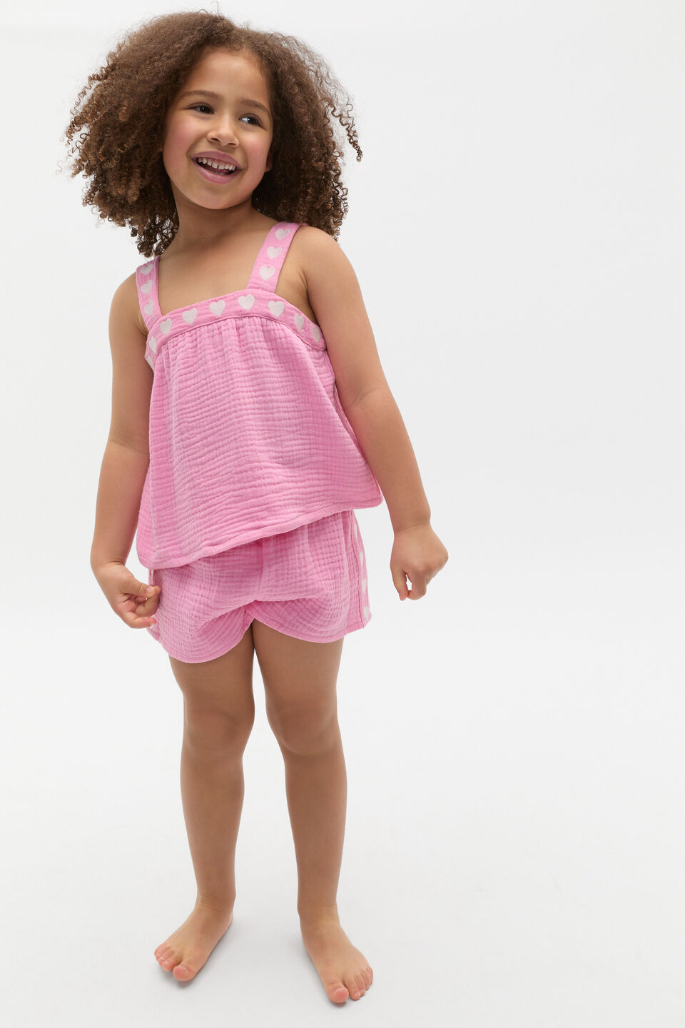 Heart Woven Pyjama  Candy Pink