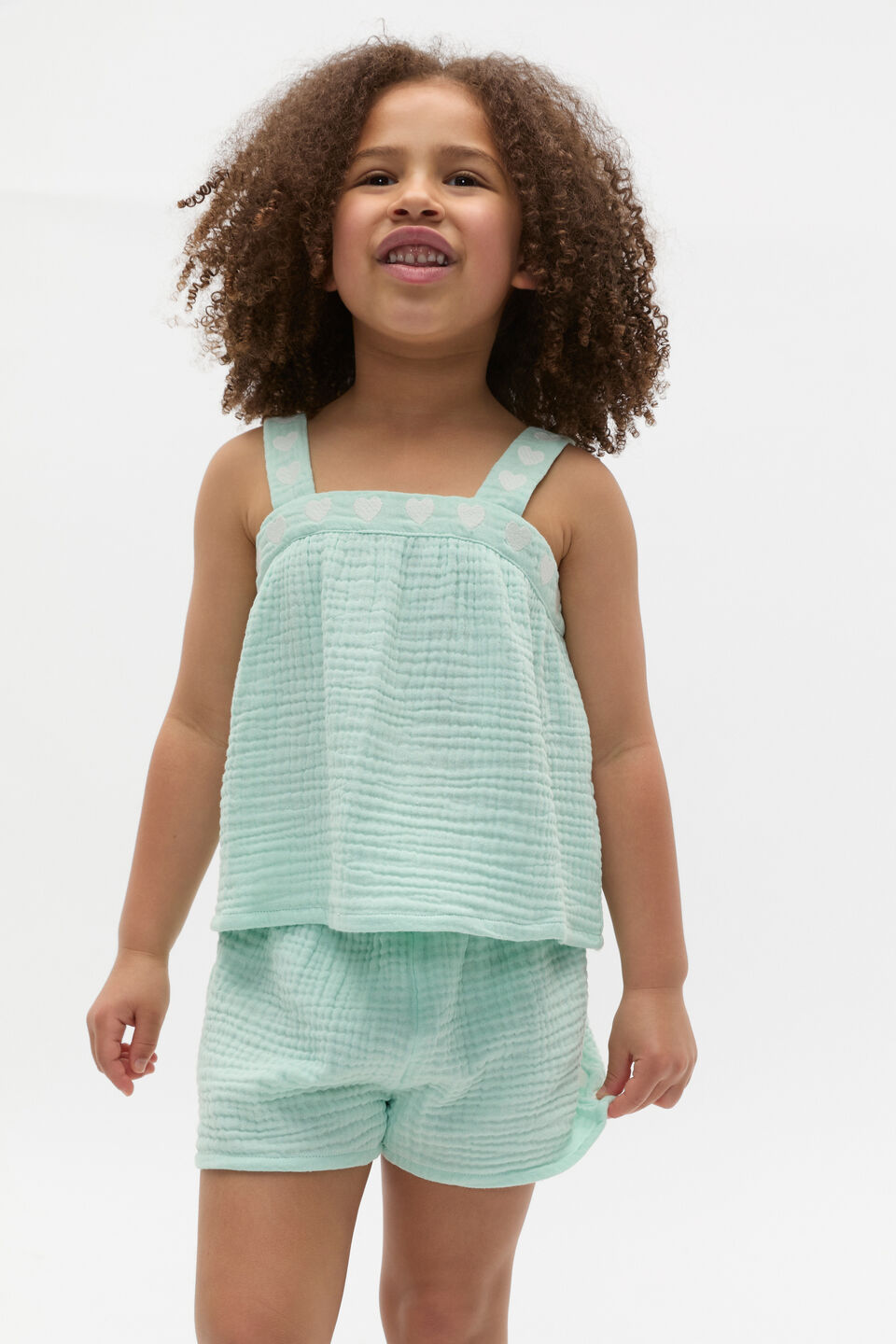 Heart Woven Pyjama  Soft Mint