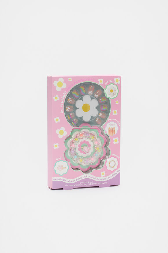 Daisy Press on Nails and Jewellery Set  Multi  hi-res