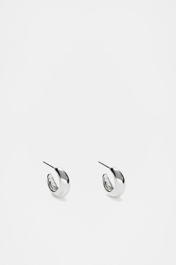 Small Curved Hoop  Silver  hi-res