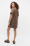 Linen V Neck Flutter Sleeve Mini Dress  Pinecone  hi-res