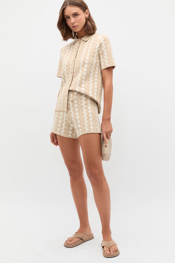 Jacquard Knit Short  Ecru  hi-res