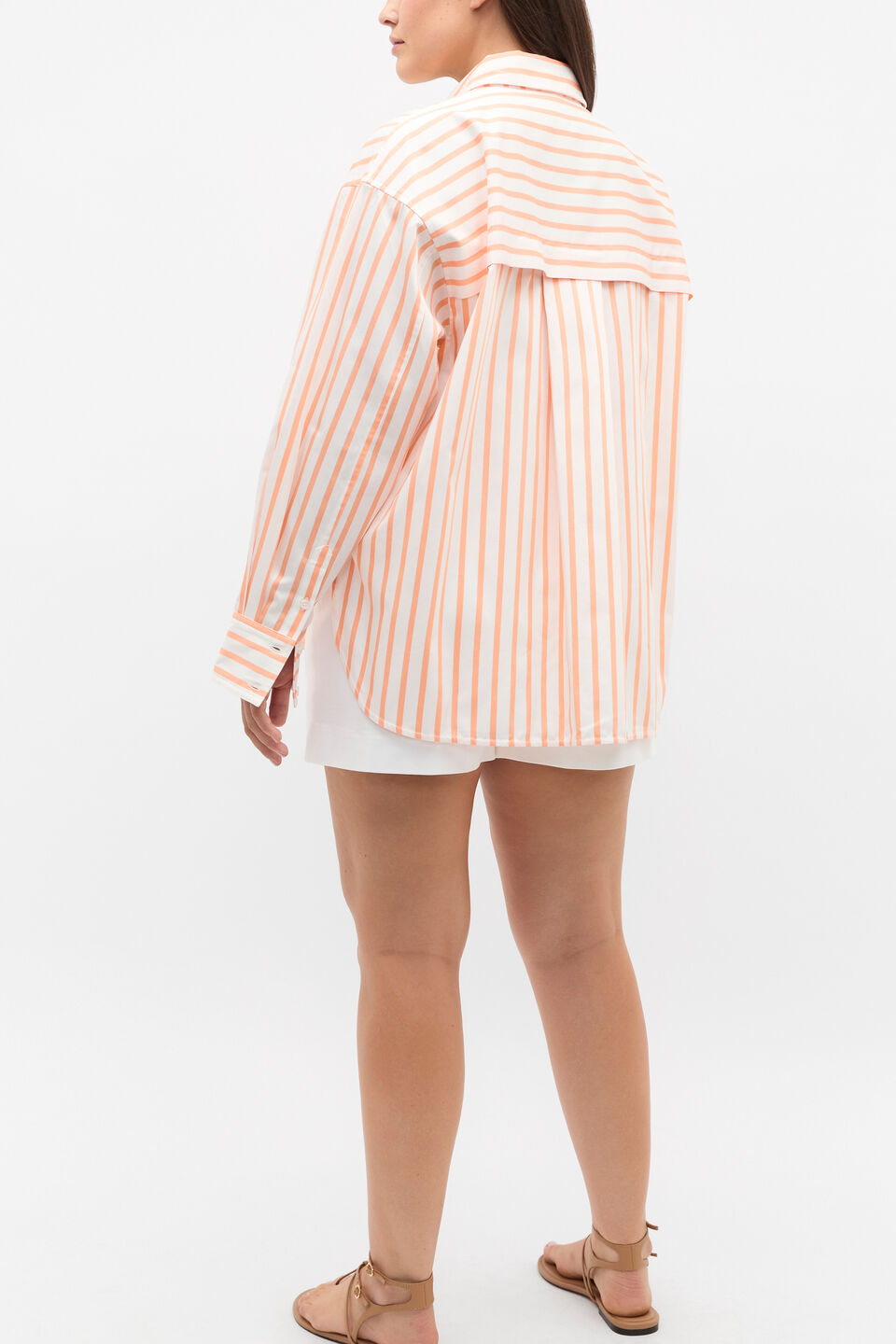 Cotton Stripe Pocket Shirt  Tangerine Stripe