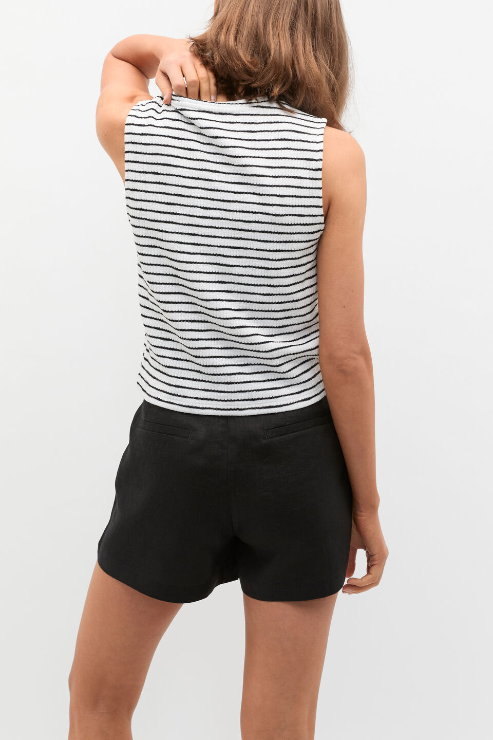 Stripe Textured Shell Top  Mono Stripe