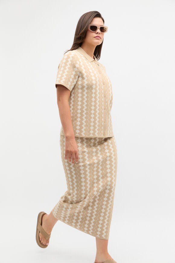 Jacquard Knit Skirt  Ecru  hi-res