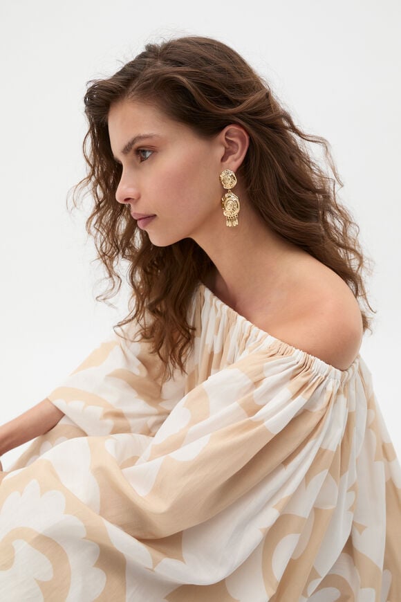 Shell Dangle Earring  Gold  hi-res