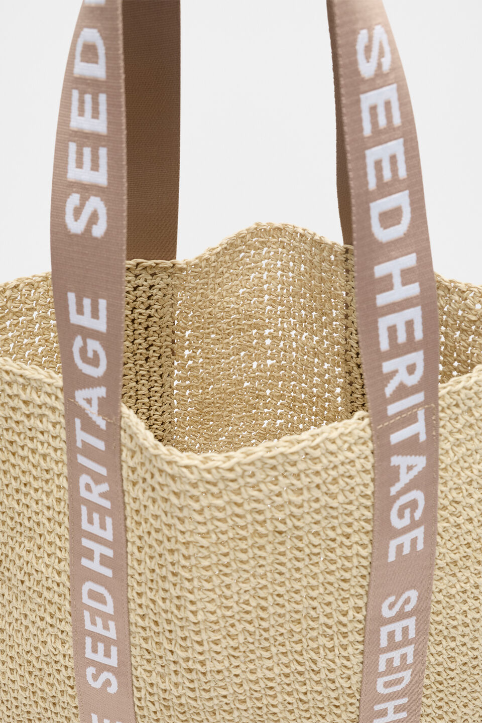Logo Woven Basket Bag  Ecru