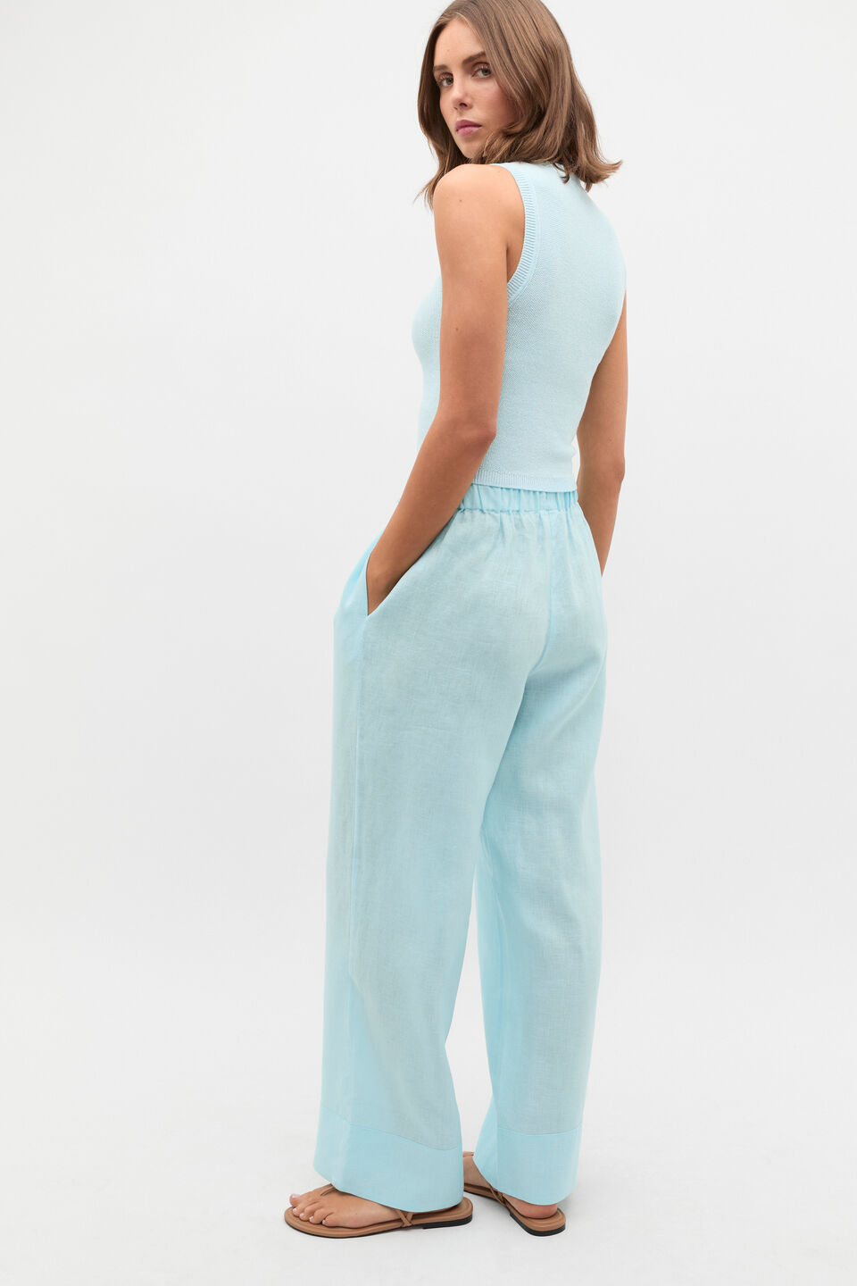 Core Linen Casual Tie Pant  Skyway
