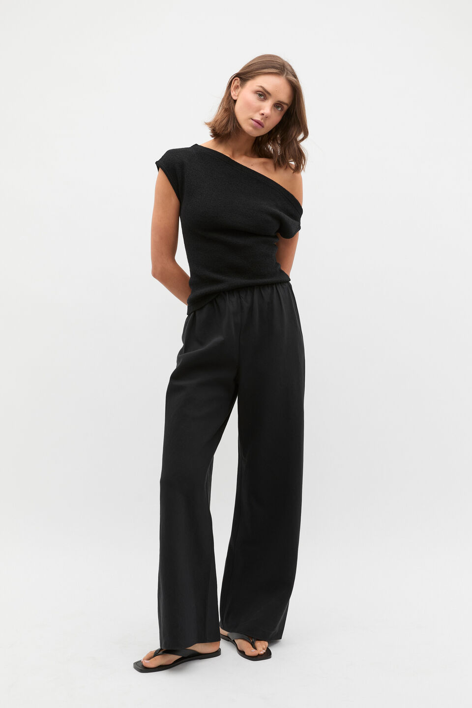 Gathered Waist Pant  Black