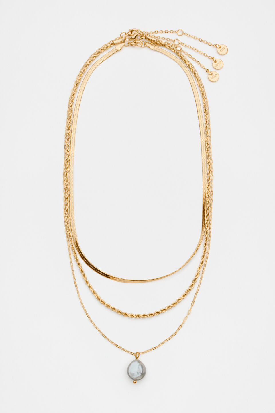 Pearly Layered Necklace  Gold