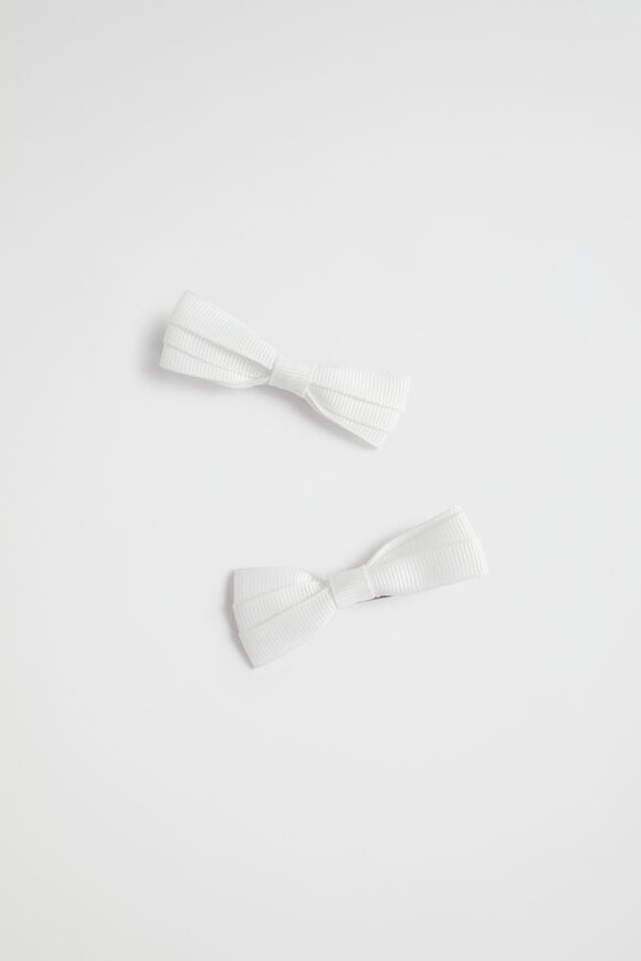 Grosgrain Bow Duck Clip  White Grosgrain Bow Duck Clip  White  hi-res