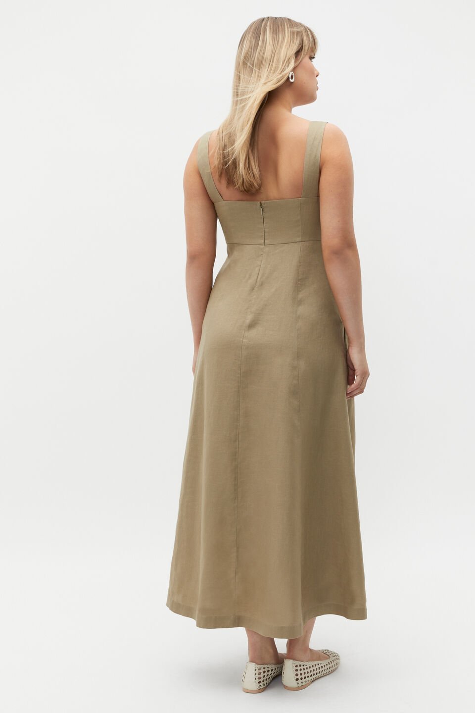 Linen Square Neck Sun Dress  Rosemary
