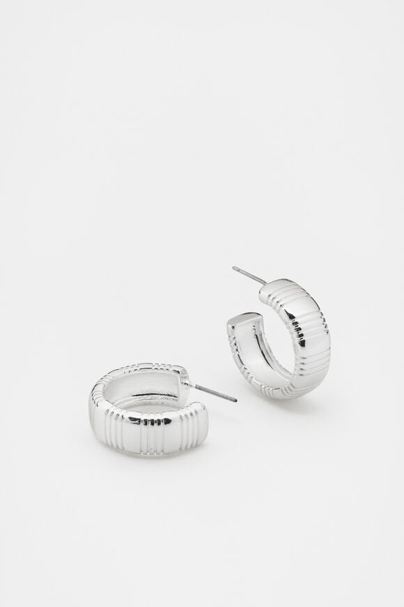 Creases Hoops  Silver Creases Hoops  Silver  hi-res