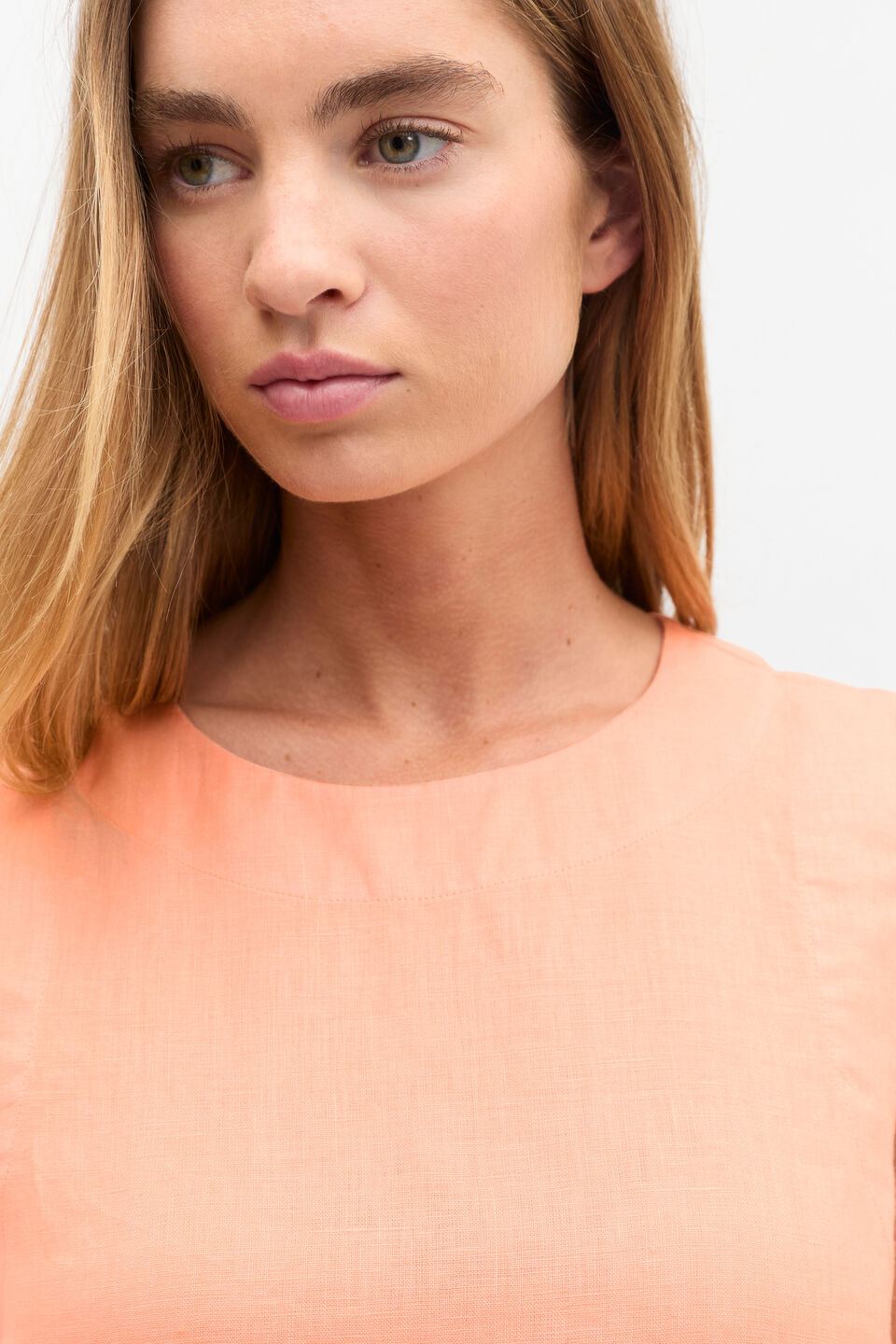 Linen A Line Mini Dress  Tangerine