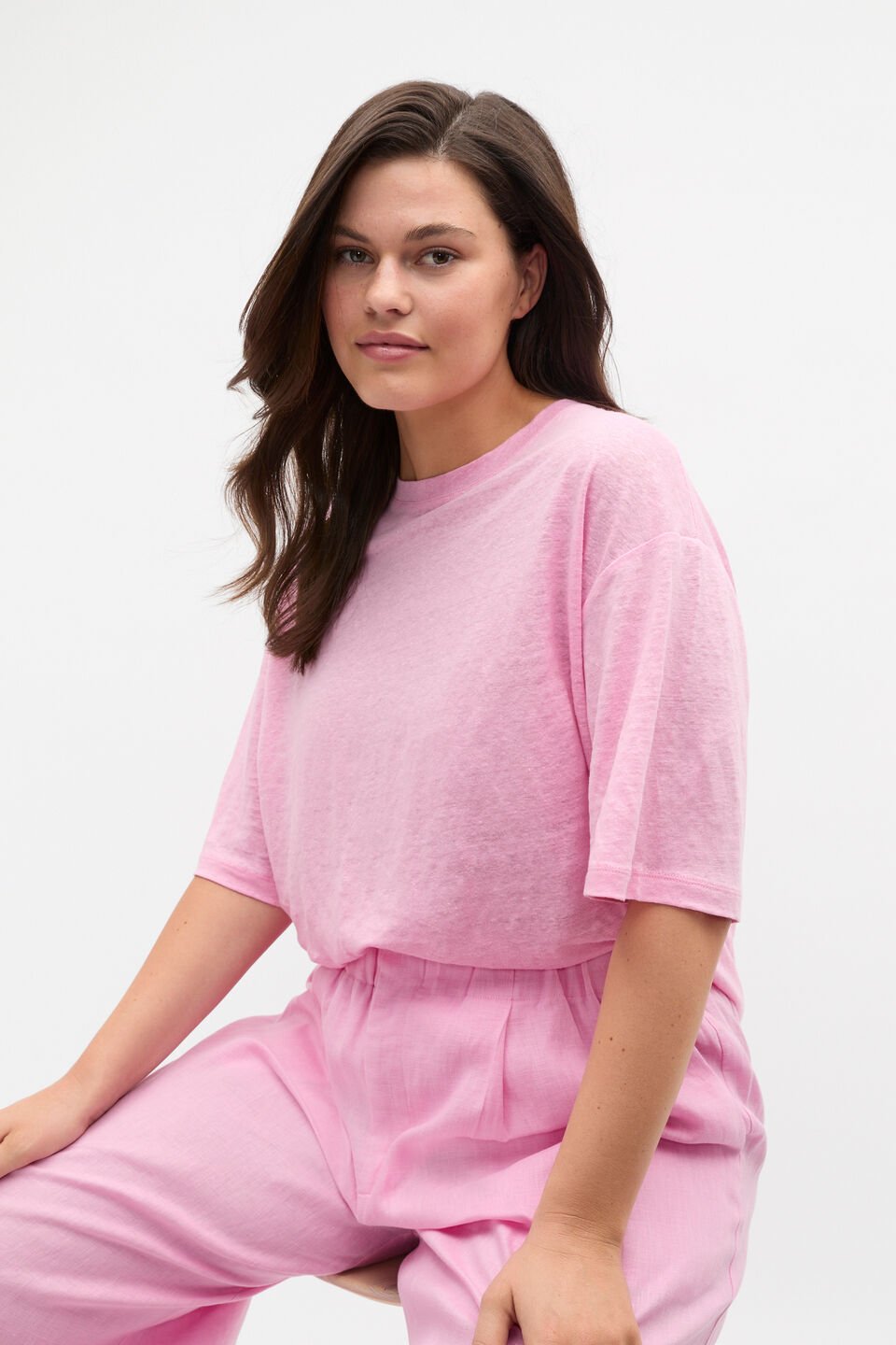 Linen Relaxed Tee  Fairy Floss