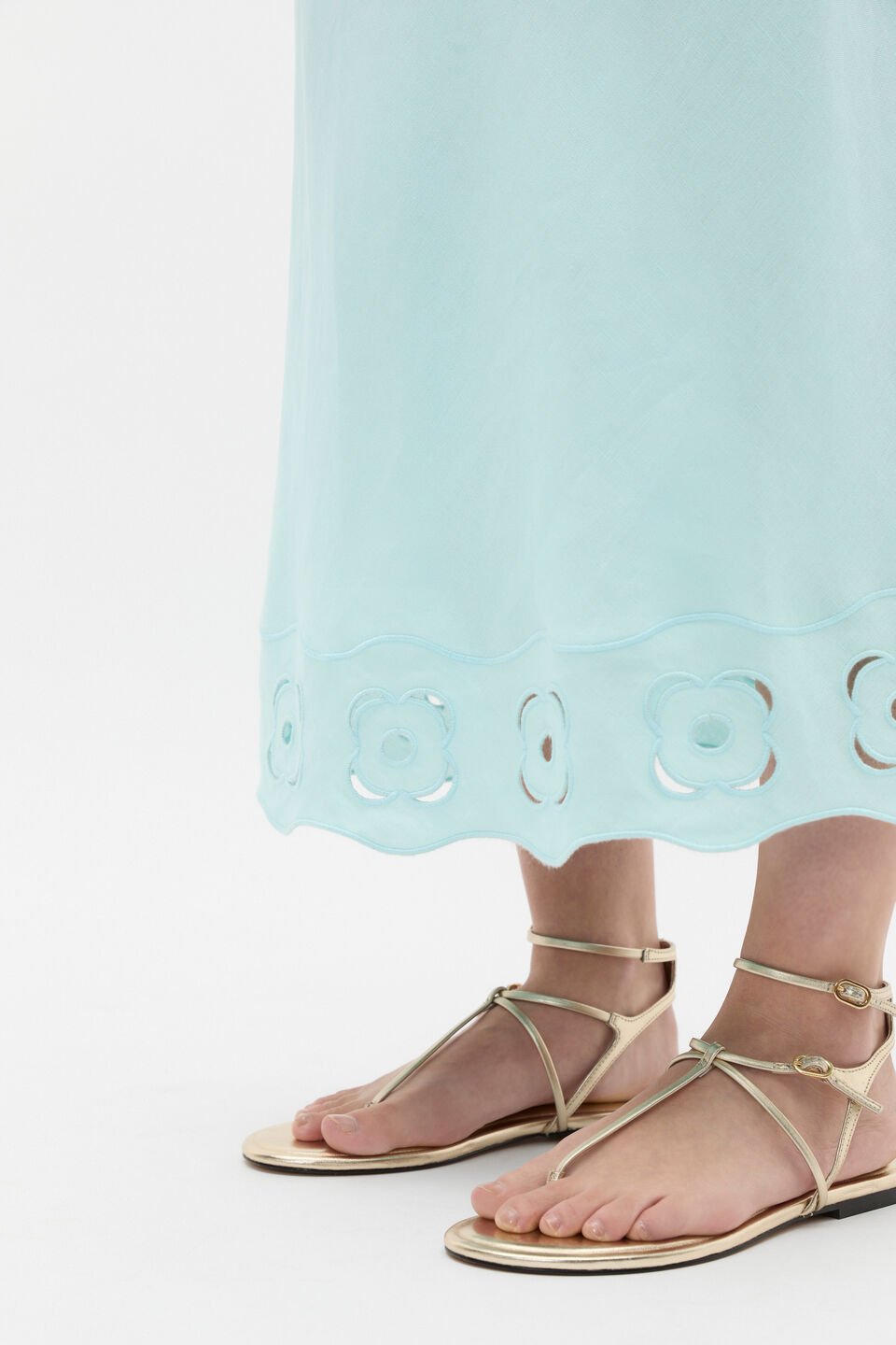 Retro Embroidered Hem Midi Skirt  Skyway