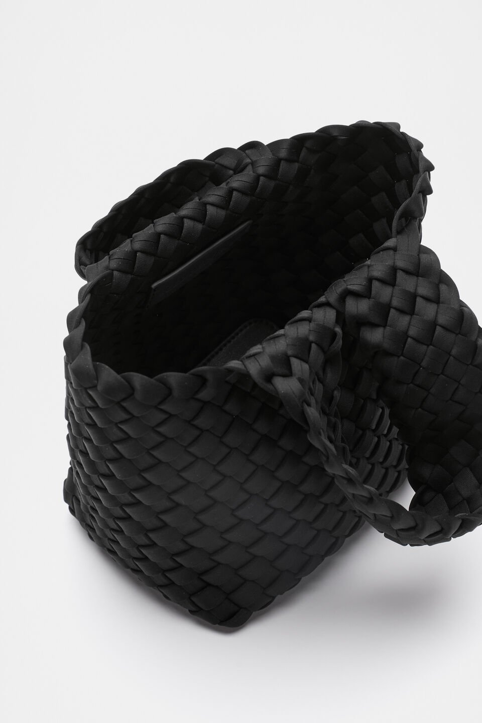 Woven Textured Mini Tote  Black