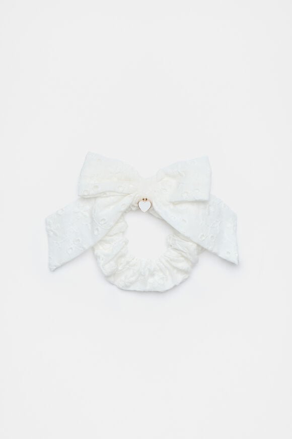 Broderie Charm Bow Scrunchies  Canvas Broderie Charm Bow Scrunchies  Canvas  hi-res
