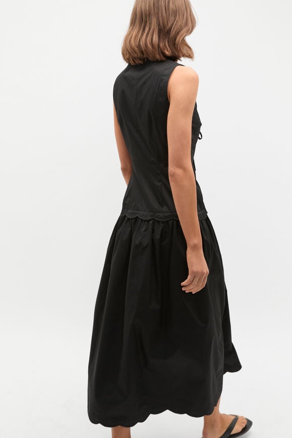 Poplin Scallop Dress  Black Poplin Scallop Dress  Black  hi-res
