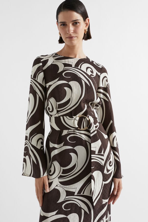 Jacquard Swirl Midi Dress  Retro Swirl Jacquard Swirl Midi Dress  Retro Swirl  hi-res