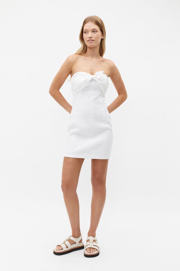 Tie Front Strapless Mini Dress  Whisper White Tie Front Strapless Mini Dress  Whisper White  hi-res