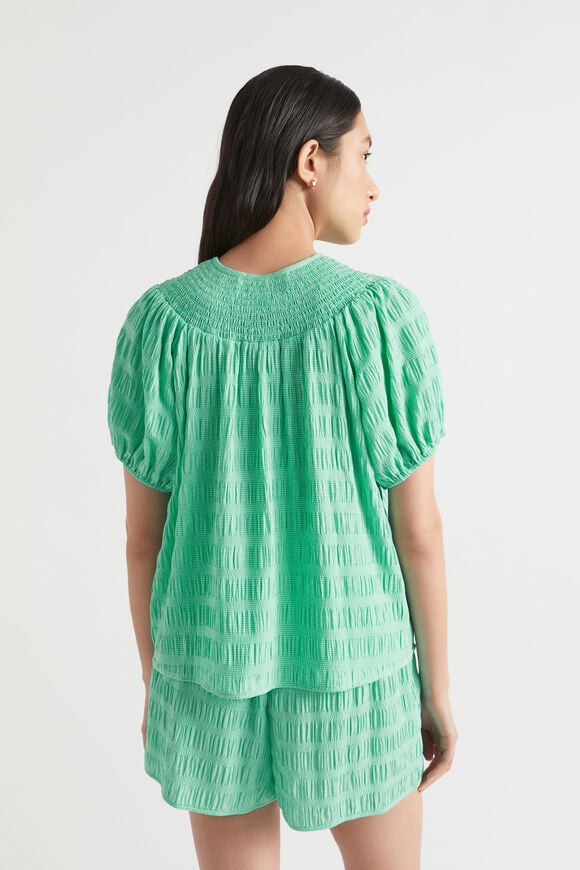 Textured Gingham Top  Jade Green Gingham Textured Gingham Top  Jade Green Gingham  hi-res