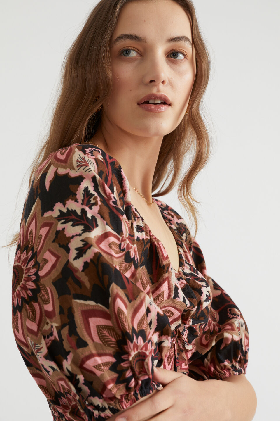 Floral Twist Front Crop Top  Vintage Floral