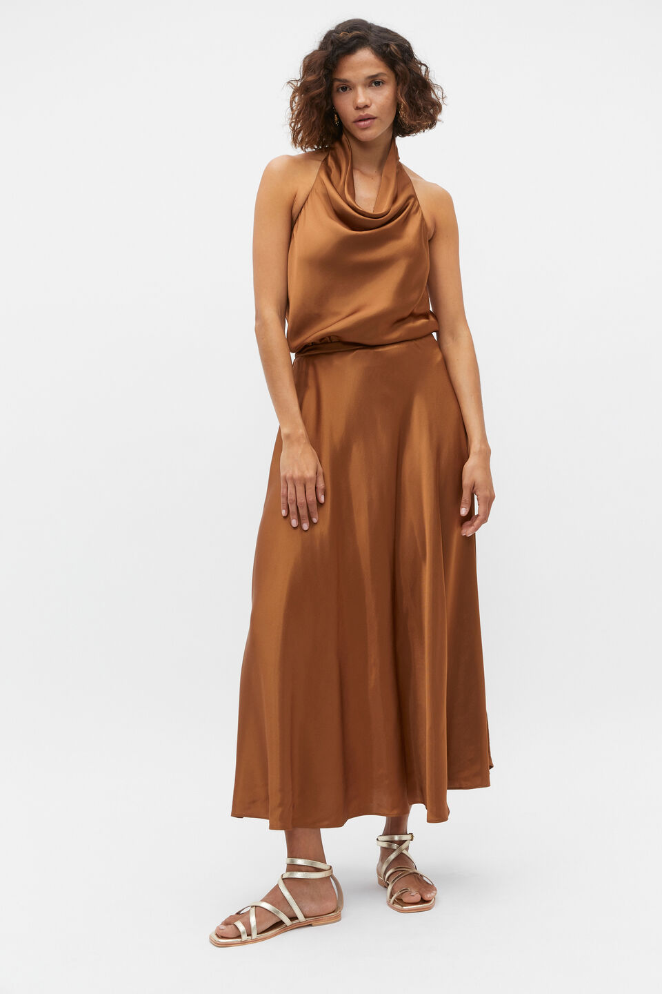 Satin Circle Skirt  Cinnamon Spice