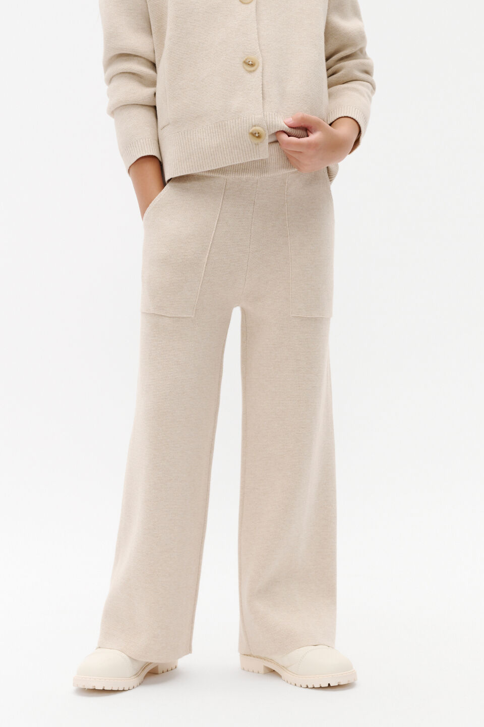 Pocket Knit Pant  Oat Marle