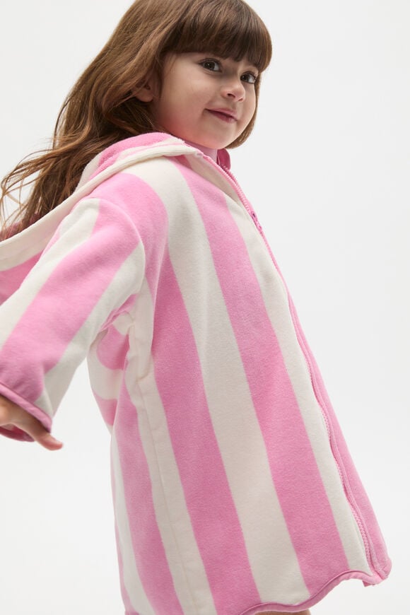 Swim Zip Poncho  Candy Pink Stripe Swim Zip Poncho  Candy Pink Stripe  hi-res